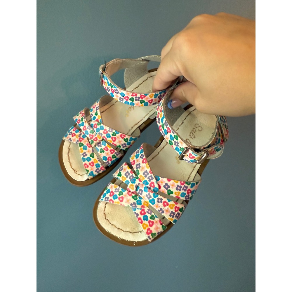 Salt Water Sandals Hoy Retro Floral Print Leather‎ Buckle Sandals Kids Size 9